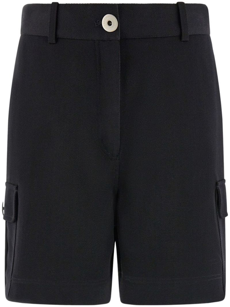 Black Utility Wool Cargo Shorts
