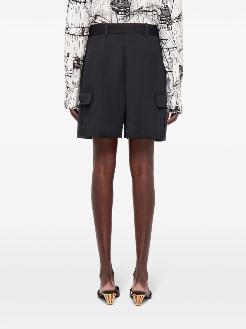 Black Utility Wool Cargo Shorts