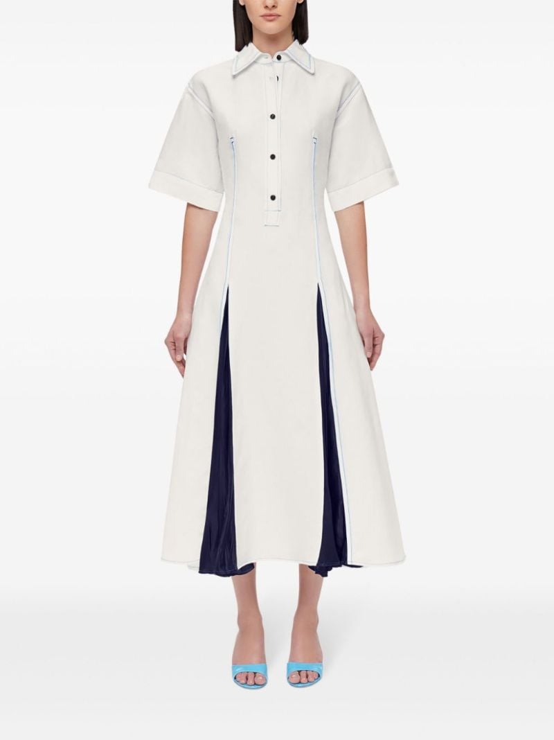 White Contrasting Inlay Shirt Dress