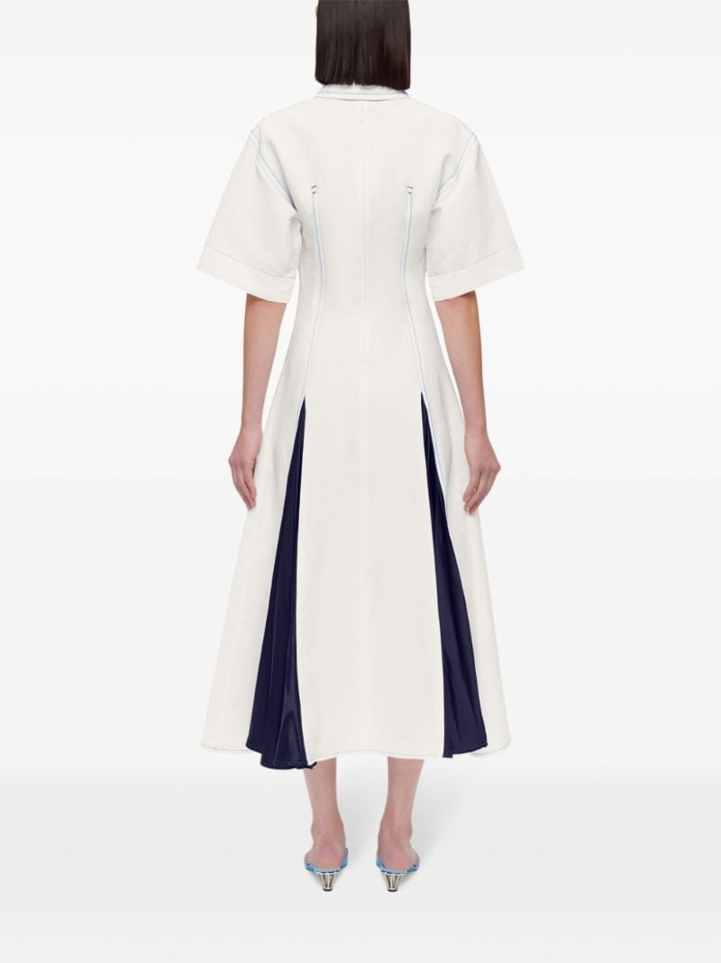 White Contrasting Inlay Shirt Dress