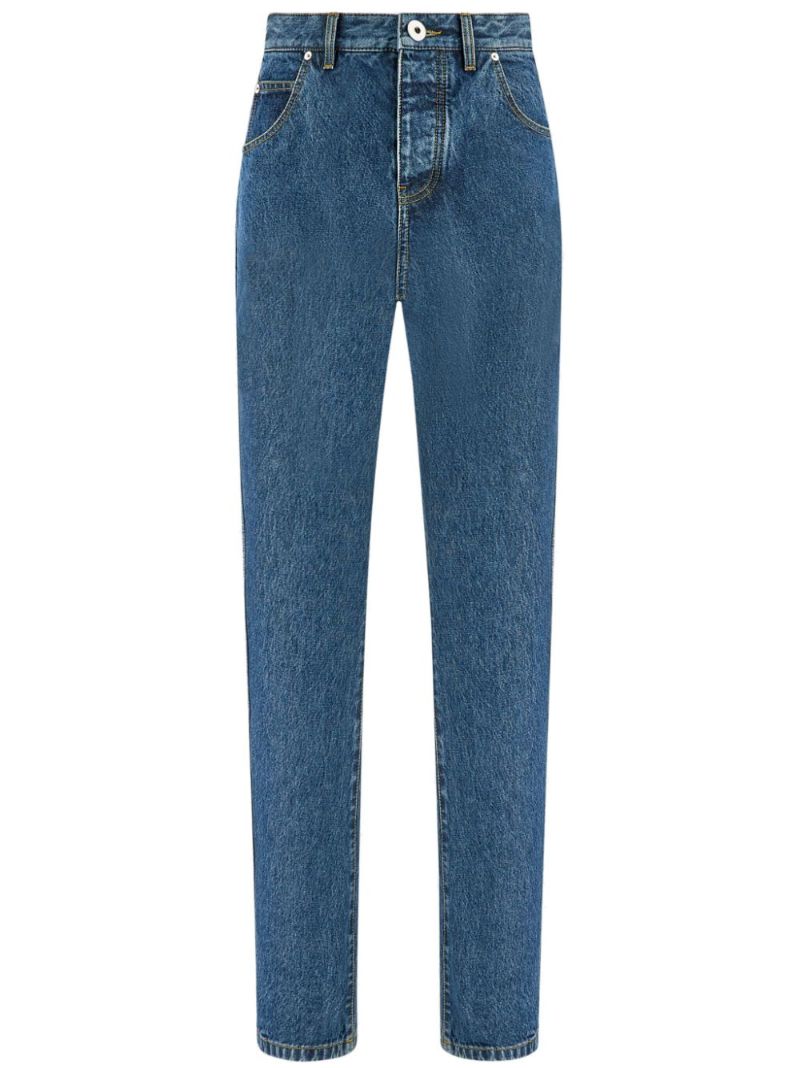 Blue Mid-rise Straight Jeans