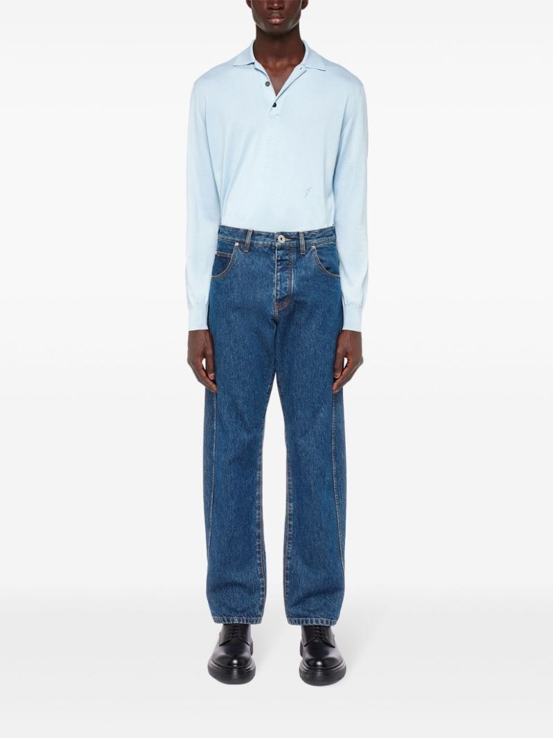 Blue Mid-rise Straight Jeans