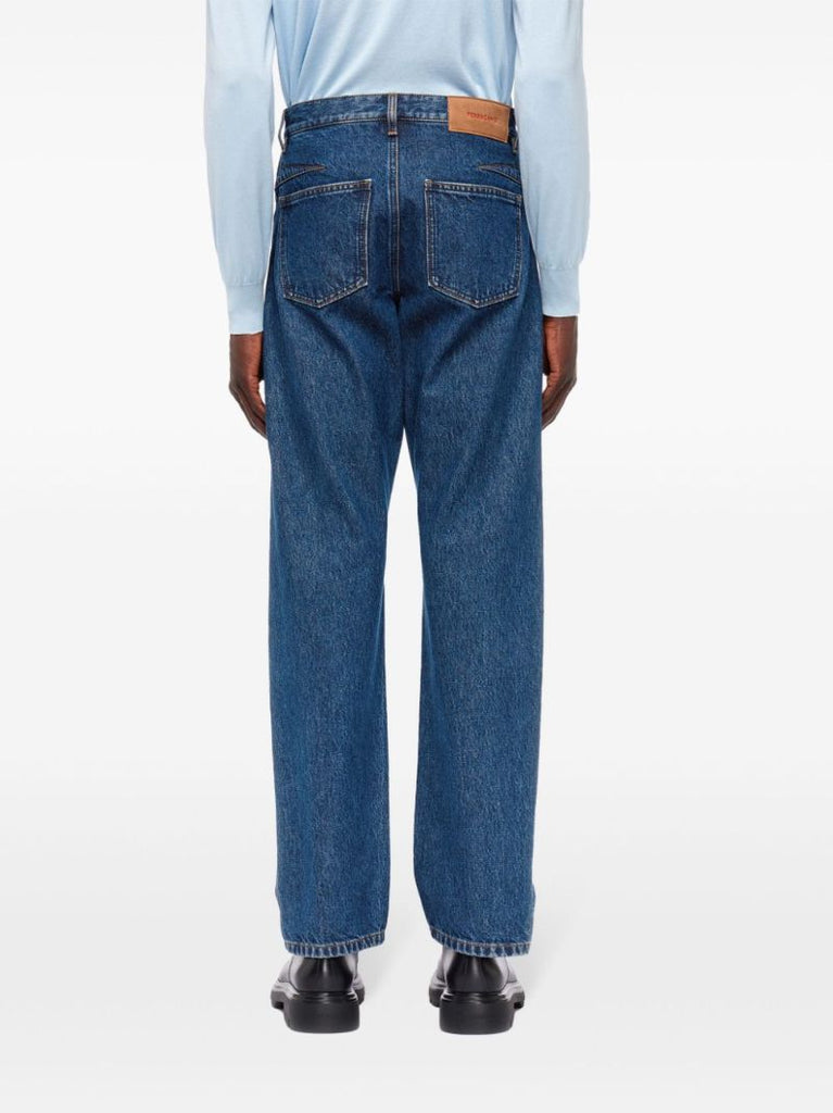 Blue Mid-rise Straight Jeans