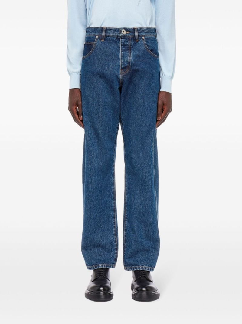 Blue Mid-rise Straight Jeans