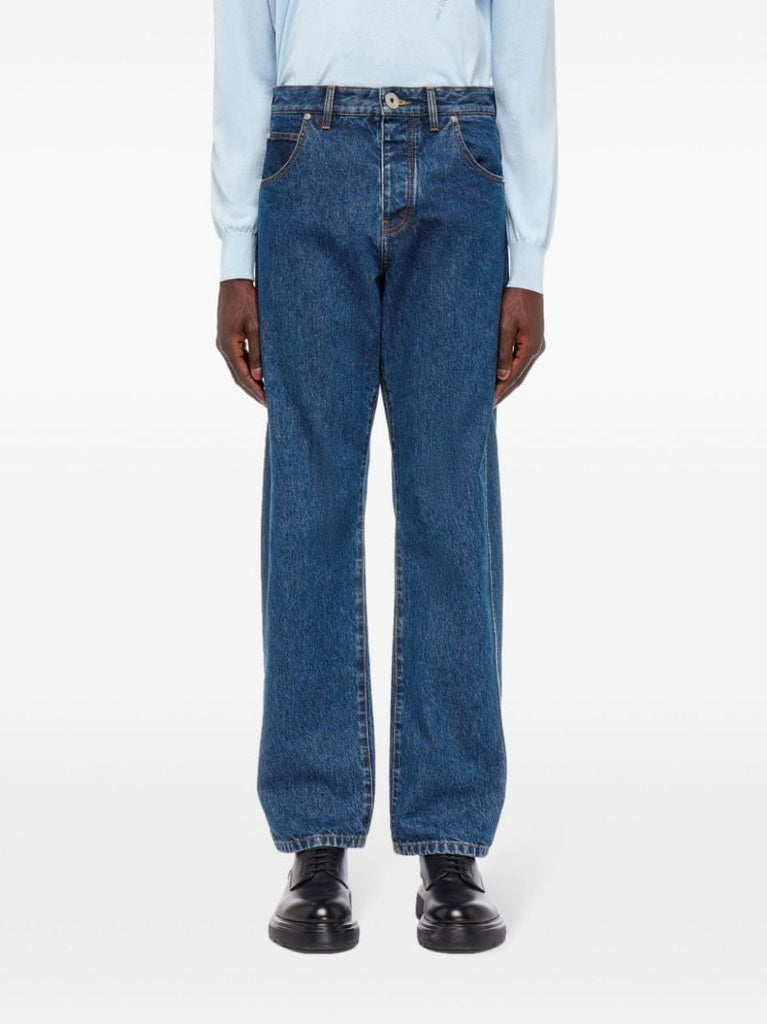 Blue Mid-rise Straight Jeans