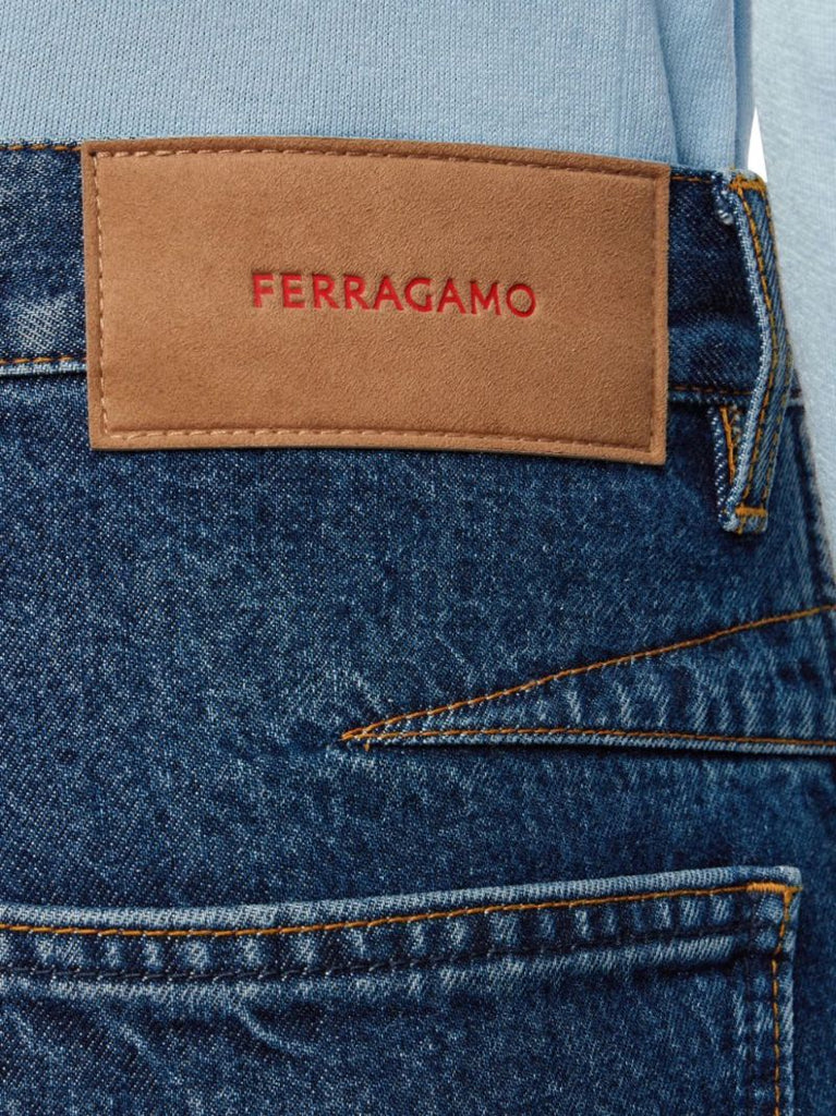 Blue Mid-rise Straight Jeans