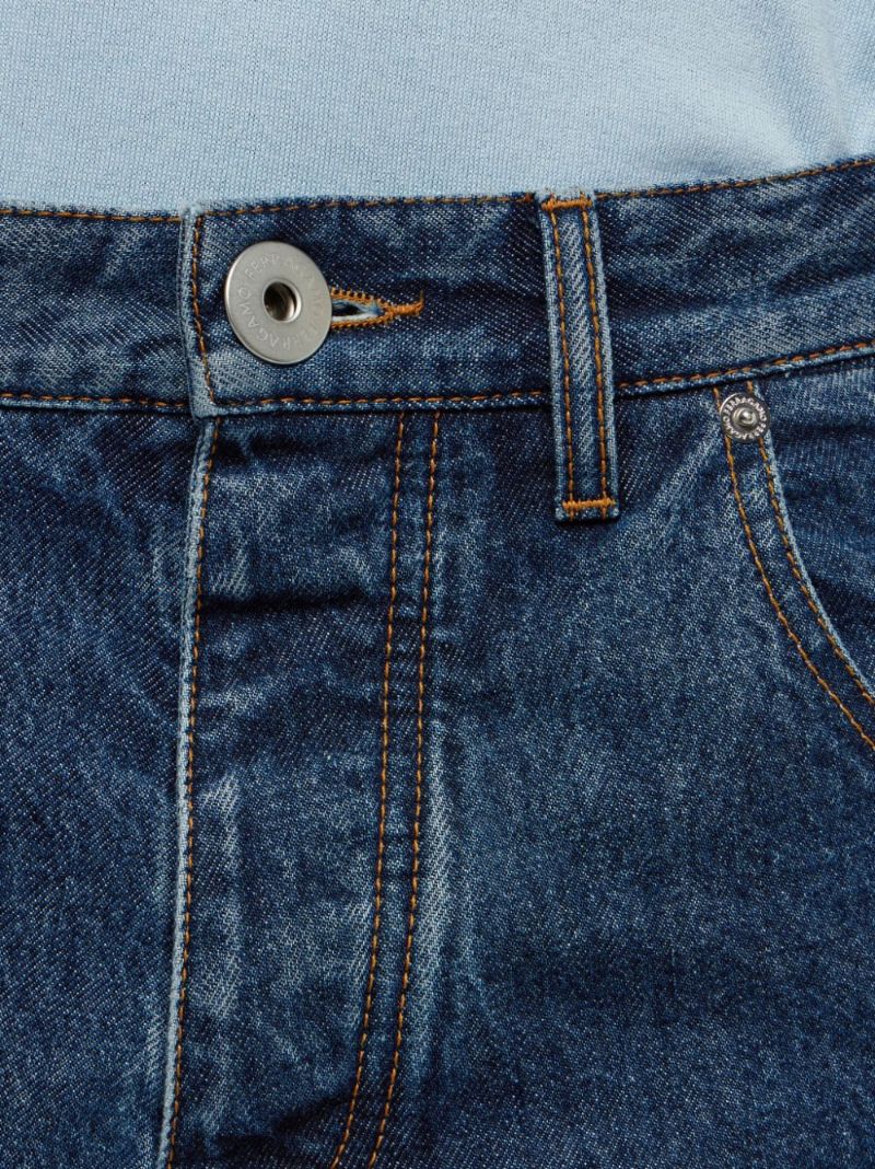 Blue Mid-rise Straight Jeans