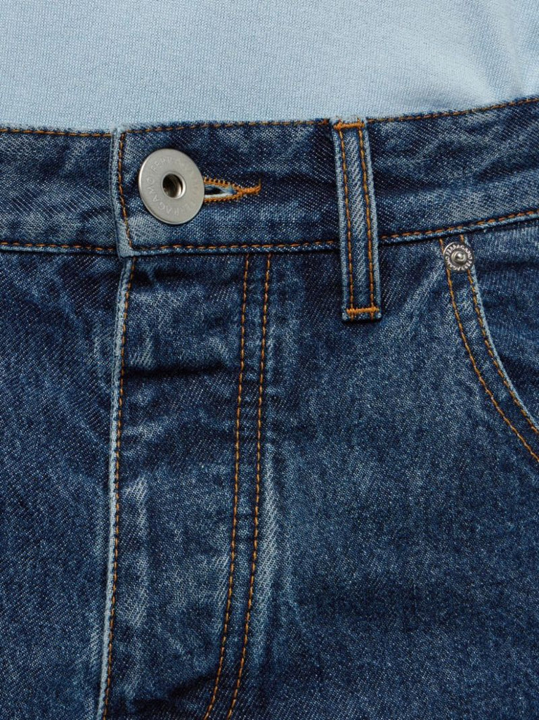 Blue Mid-rise Straight Jeans