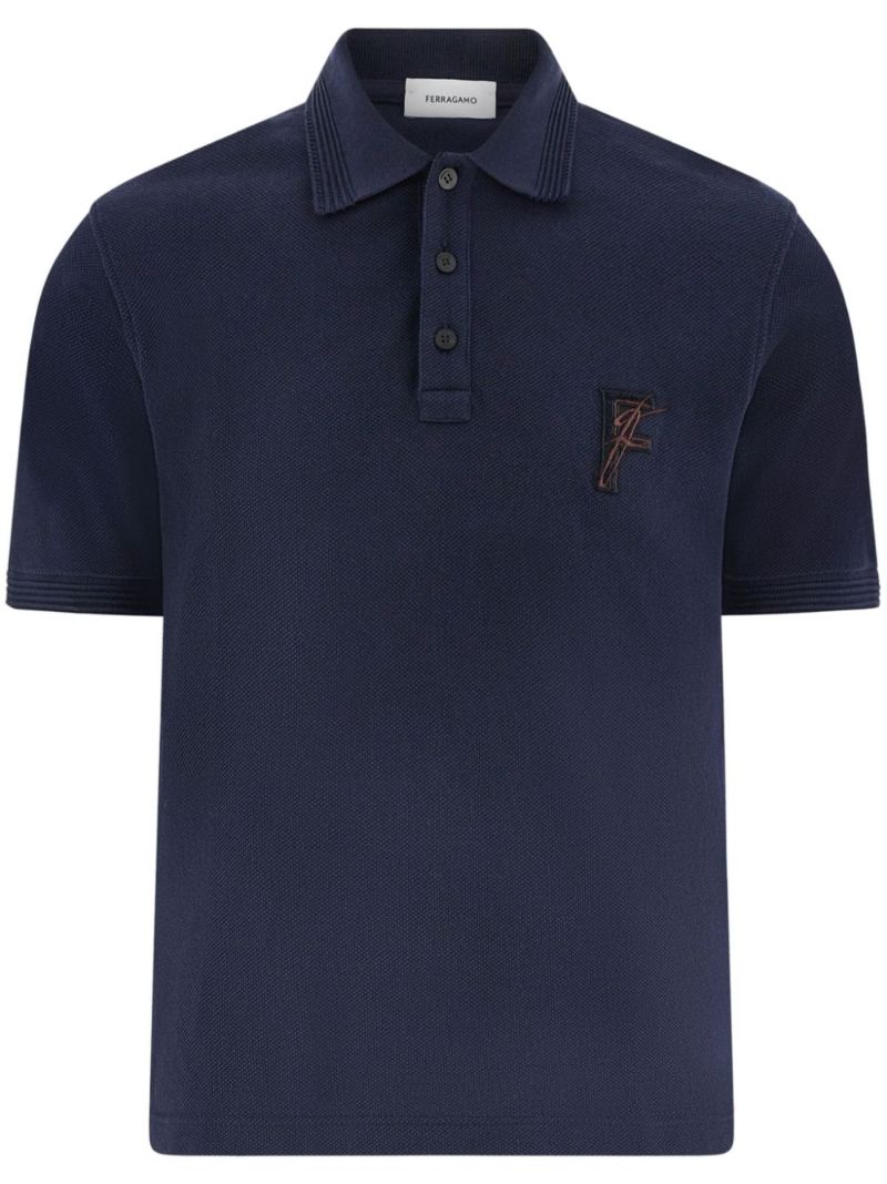 Blue Logo-embroidered Polo Shirt