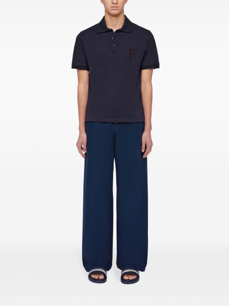 Blue Logo-embroidered Polo Shirt