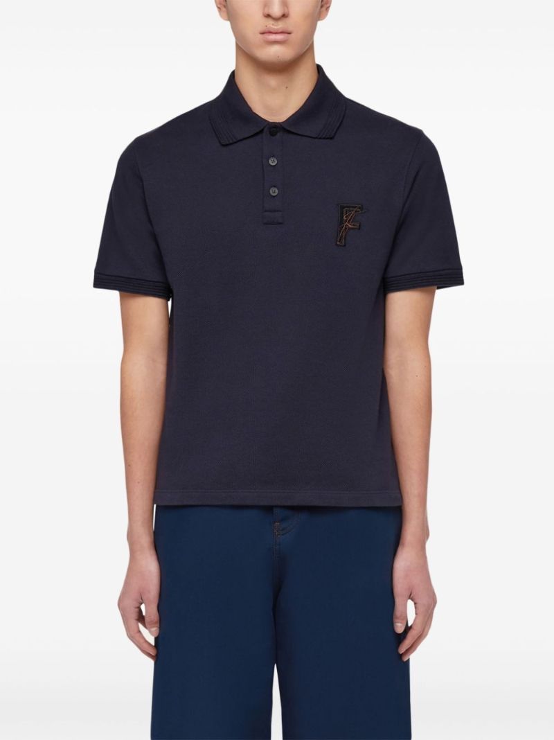 Blue Logo-embroidered Polo Shirt