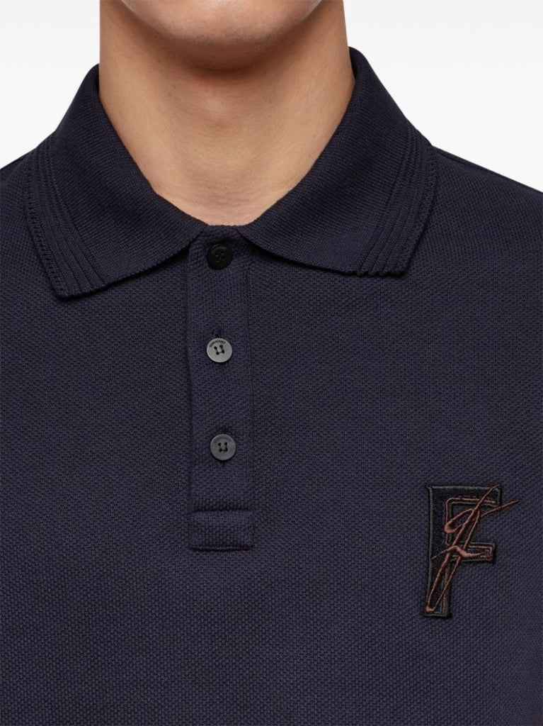 Blue Logo-embroidered Polo Shirt