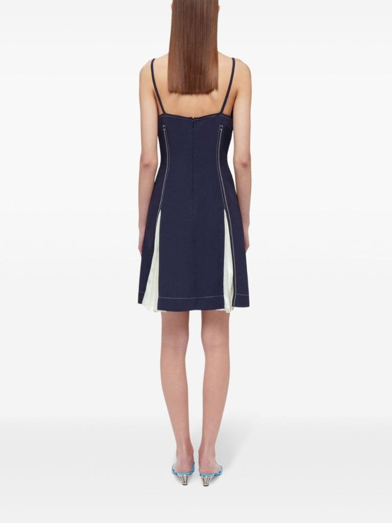 Blue Contrast-stitching Mini Dress
