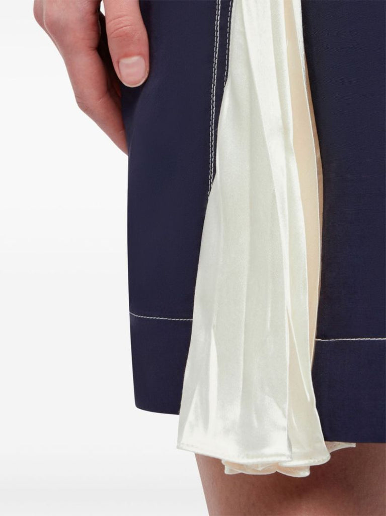 Blue Contrast-stitching Mini Dress