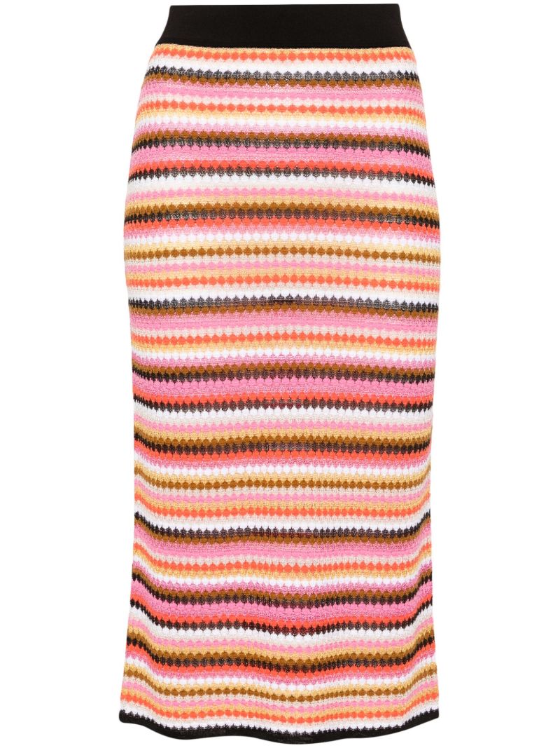 Pink Striped Knitted Midi Skirt
