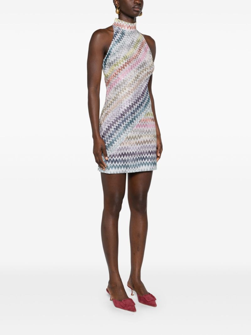 Silver Zigzag LamÃ_x0083_Â© Mini Dress