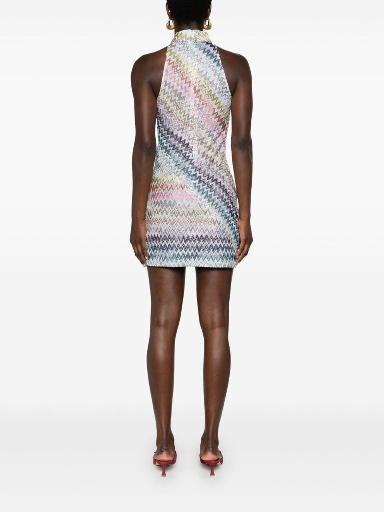 Silver Zigzag LamÃ_x0083_Â© Mini Dress
