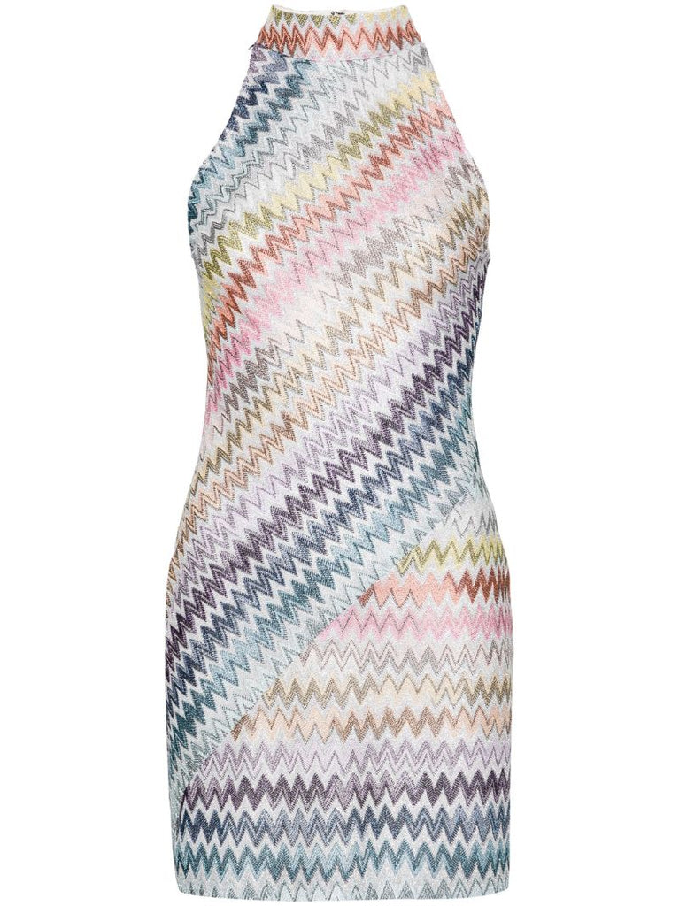 Silver Zigzag LamÃ_x0083_Â© Mini Dress