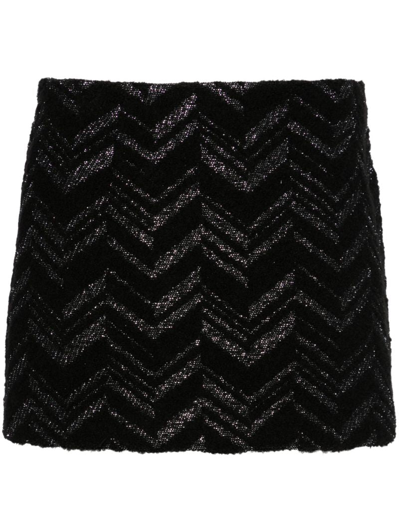 Black Chevron BouclÃ_x0083_Â© Mini Skirt