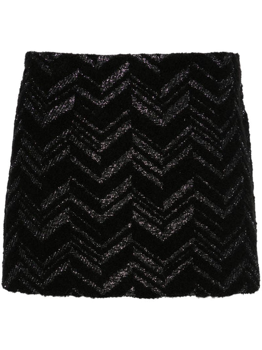 Black Chevron BouclÃ_x0083_Â© Mini Skirt