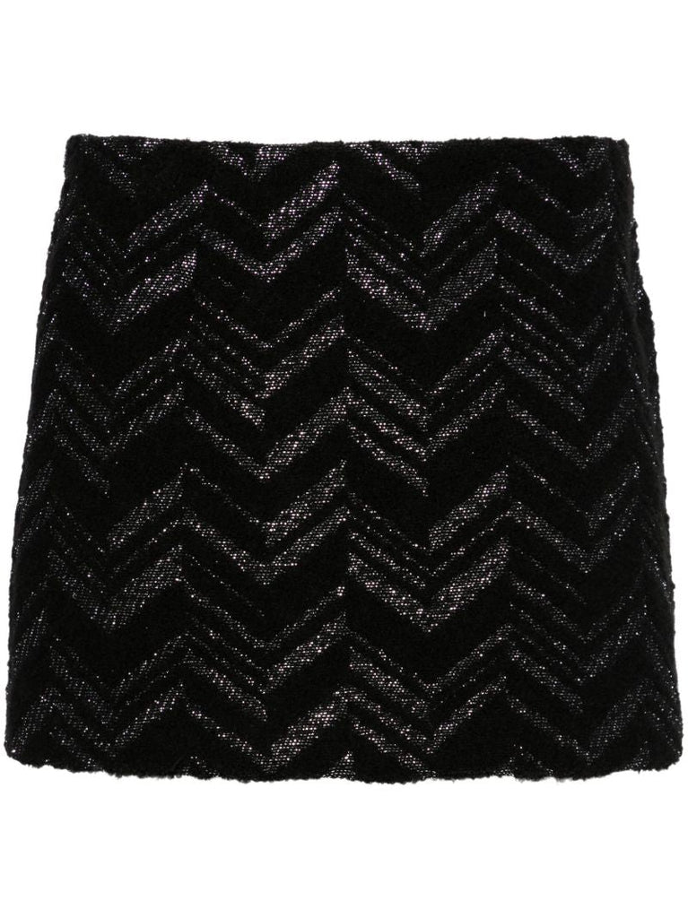 Black Chevron BouclÃ_x0083_Â© Mini Skirt