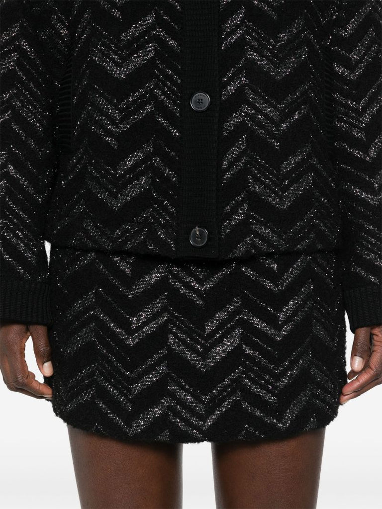 Black Chevron BouclÃ_x0083_Â© Mini Skirt