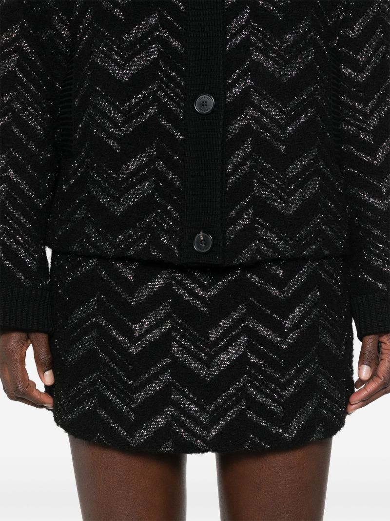 Black Chevron BouclÃ_x0083_Â© Mini Skirt