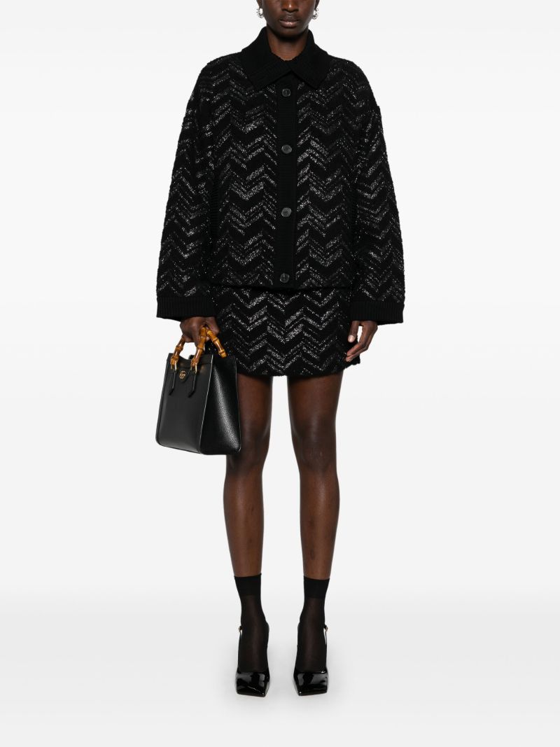 Black Chevron BouclÃ_x0083_Â© Mini Skirt