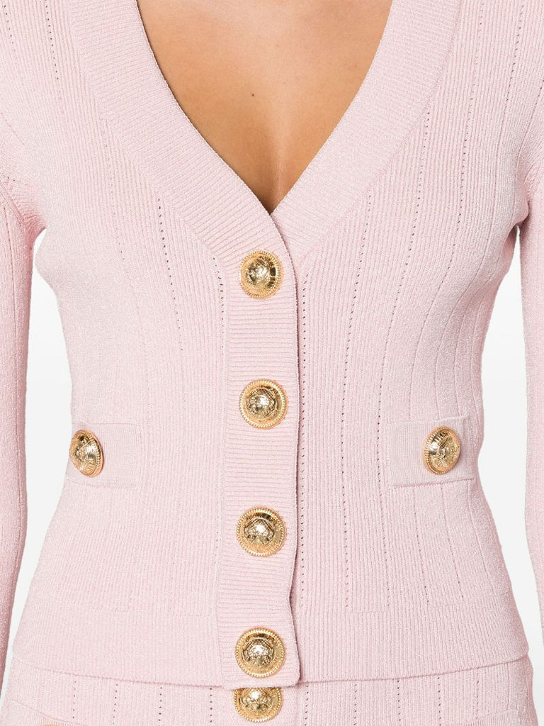 Pink Buttoned-up Knitted Cardigan