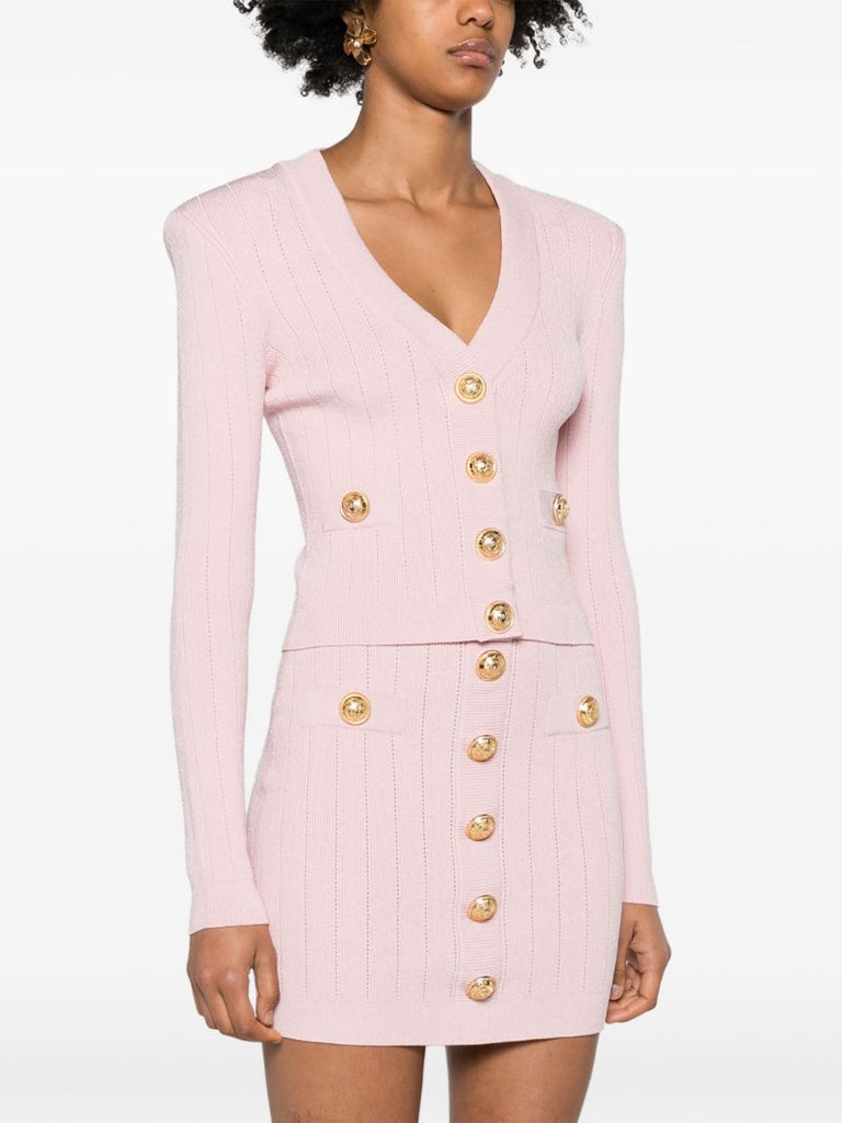 Pink Buttoned-up Knitted Cardigan