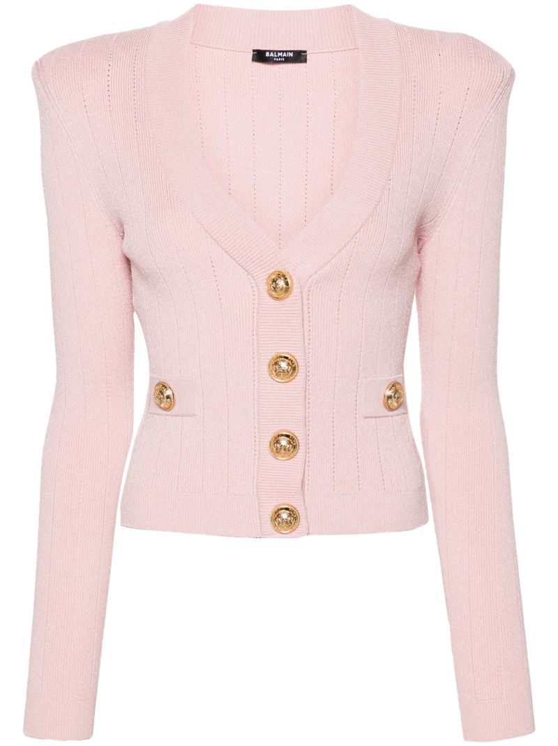 Pink Buttoned-up Knitted Cardigan