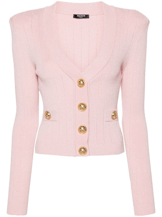 Pink Buttoned-up Knitted Cardigan
