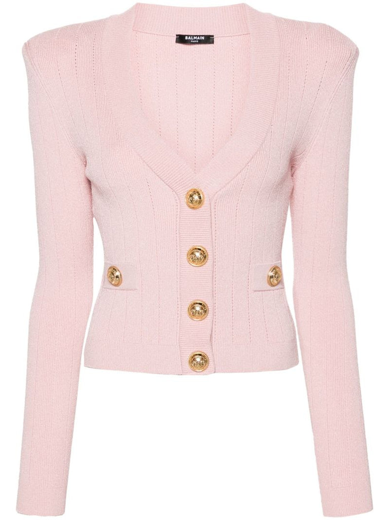 Pink Buttoned-up Knitted Cardigan