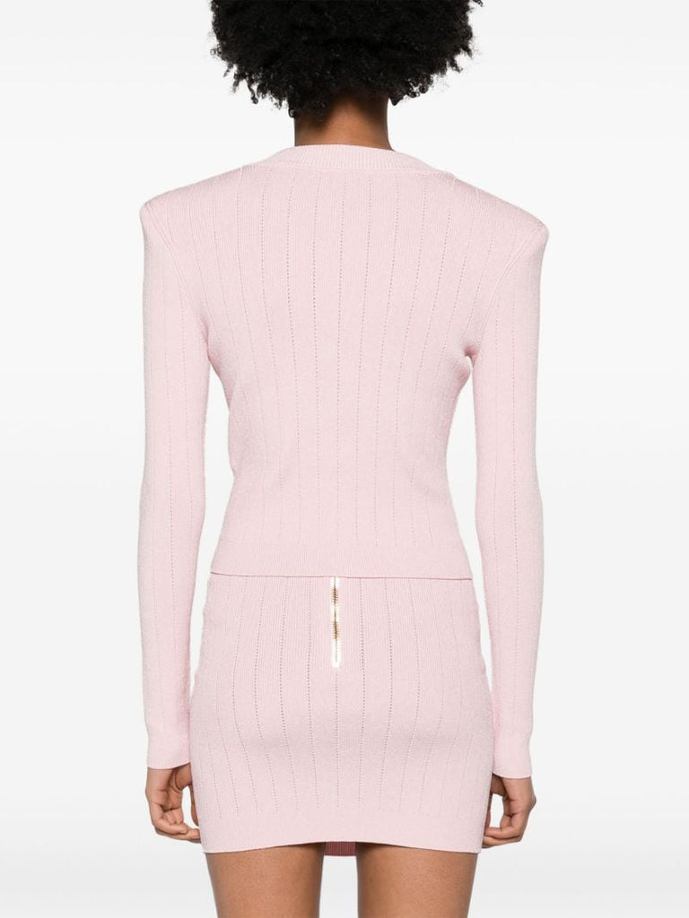 Pink Buttoned-up Knitted Cardigan