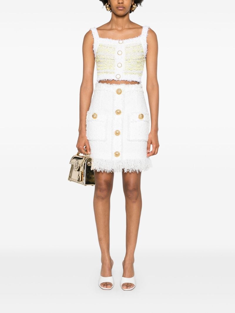 White Button-up Tweed Skirt