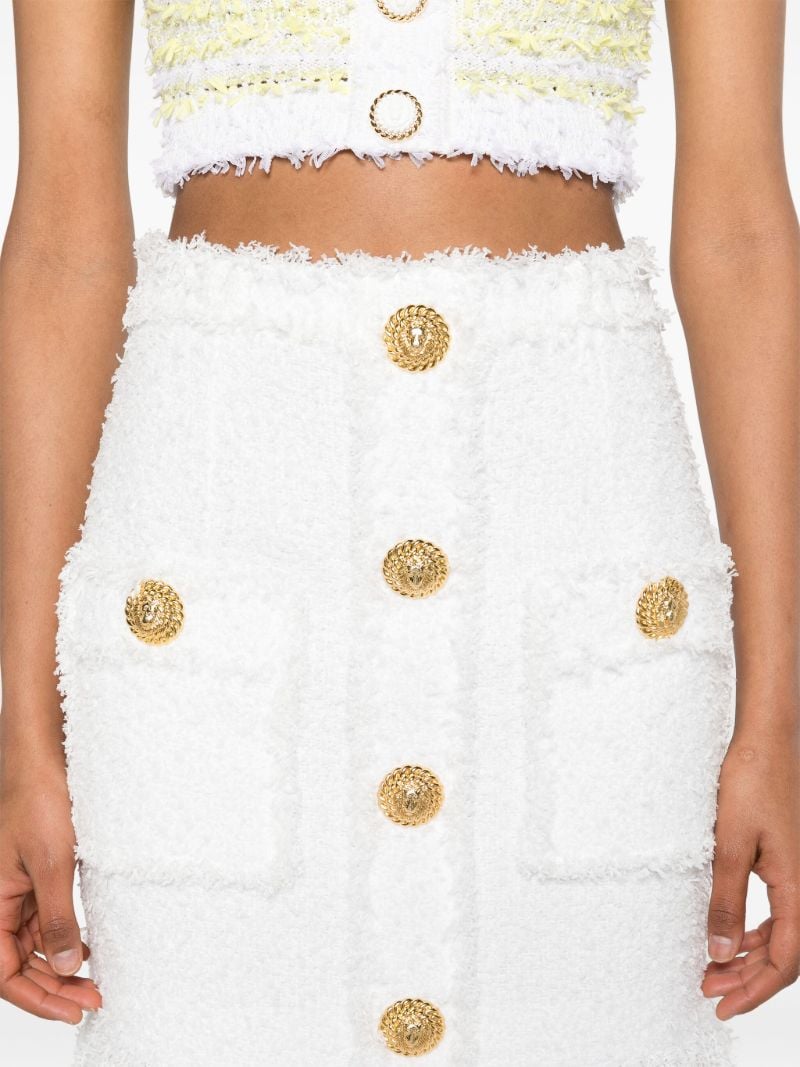 White Button-up Tweed Skirt