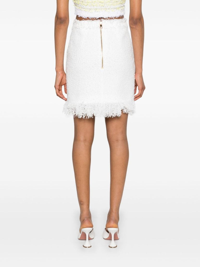 White Button-up Tweed Skirt