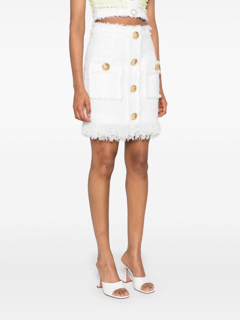 White Button-up Tweed Skirt