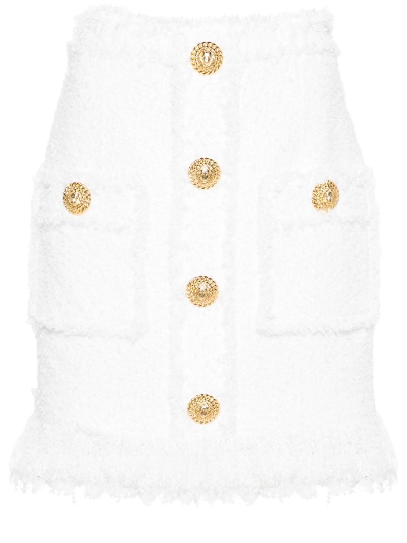 White Button-up Tweed Skirt