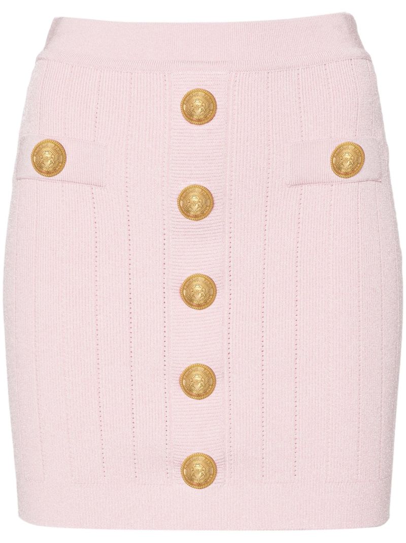 Pink Button-embossed Pencil Skirt