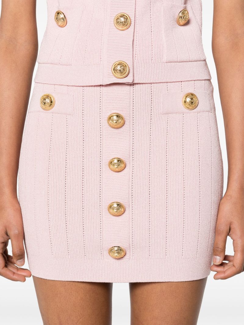 Pink Button-embossed Pencil Skirt