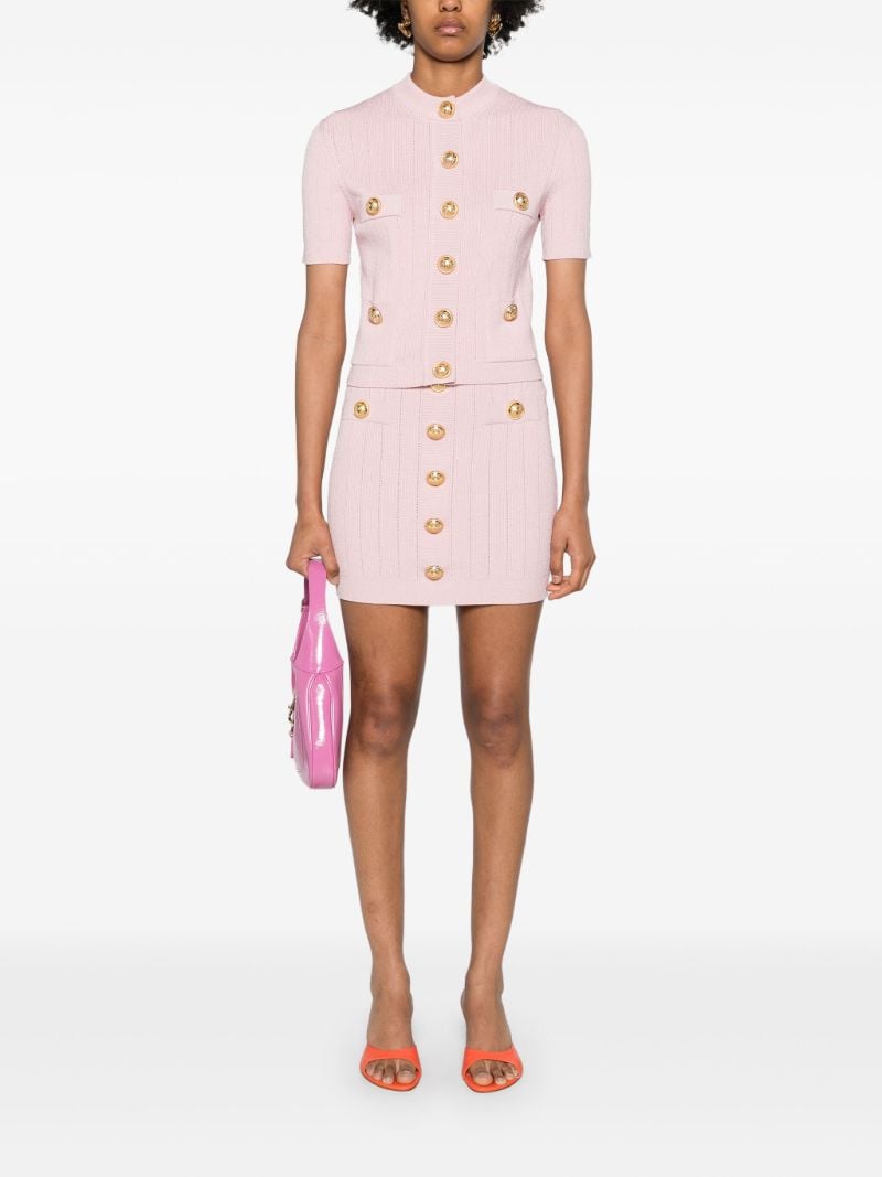 Pink Button-embossed Pencil Skirt