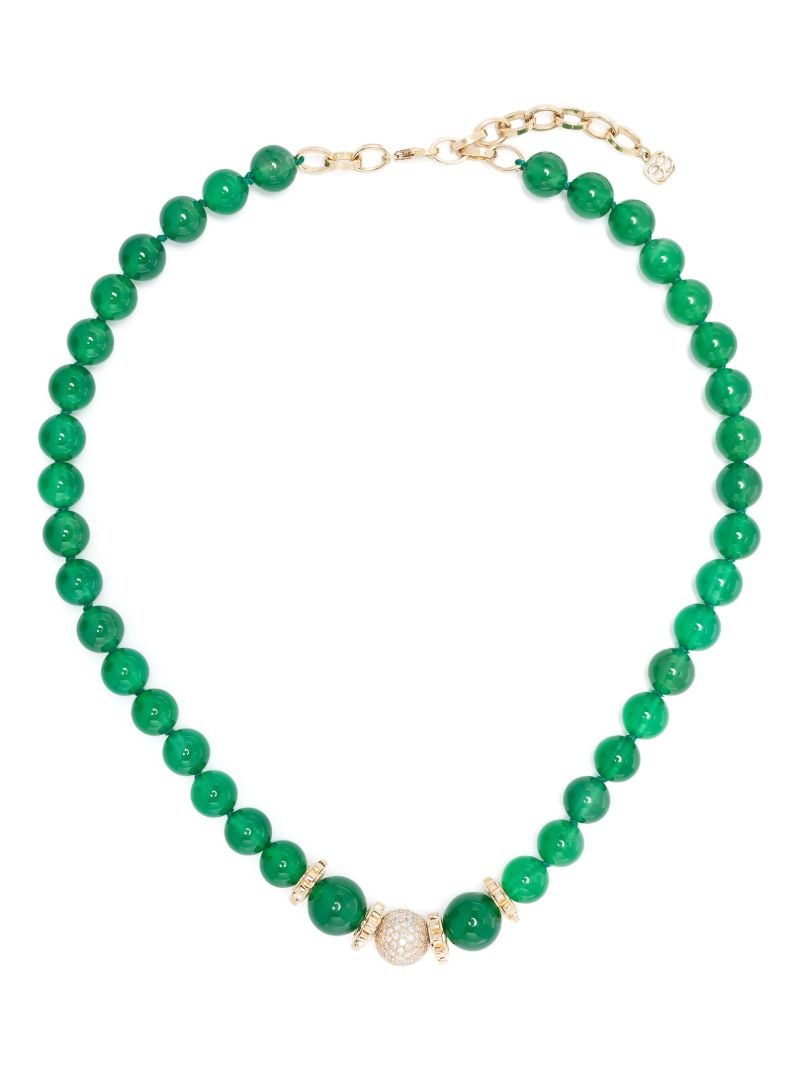 14k Yellow Gold Onyx Beaded Necklace