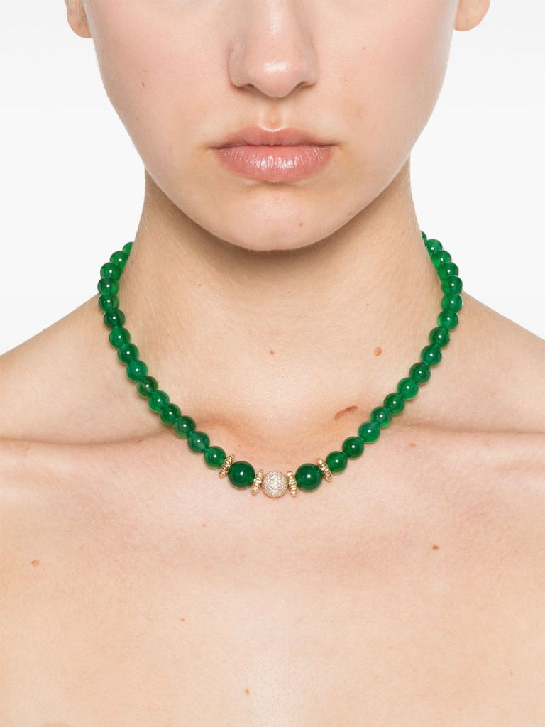 14k Yellow Gold Onyx Beaded Necklace