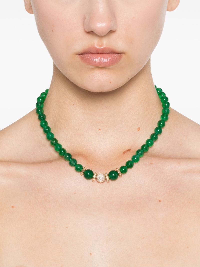 14k Yellow Gold Onyx Beaded Necklace