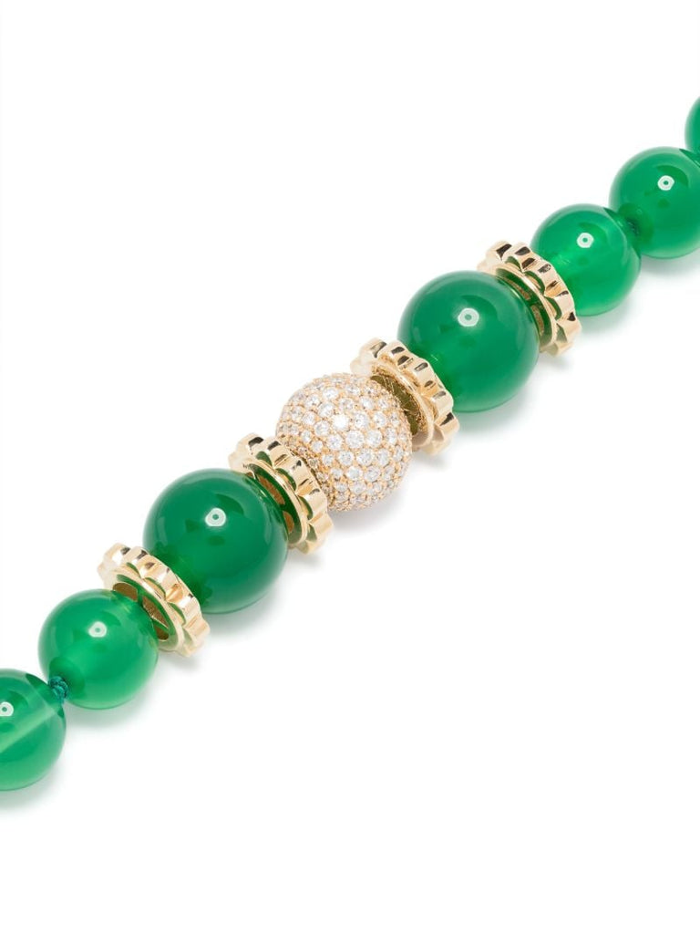 14k Yellow Gold Onyx Beaded Necklace