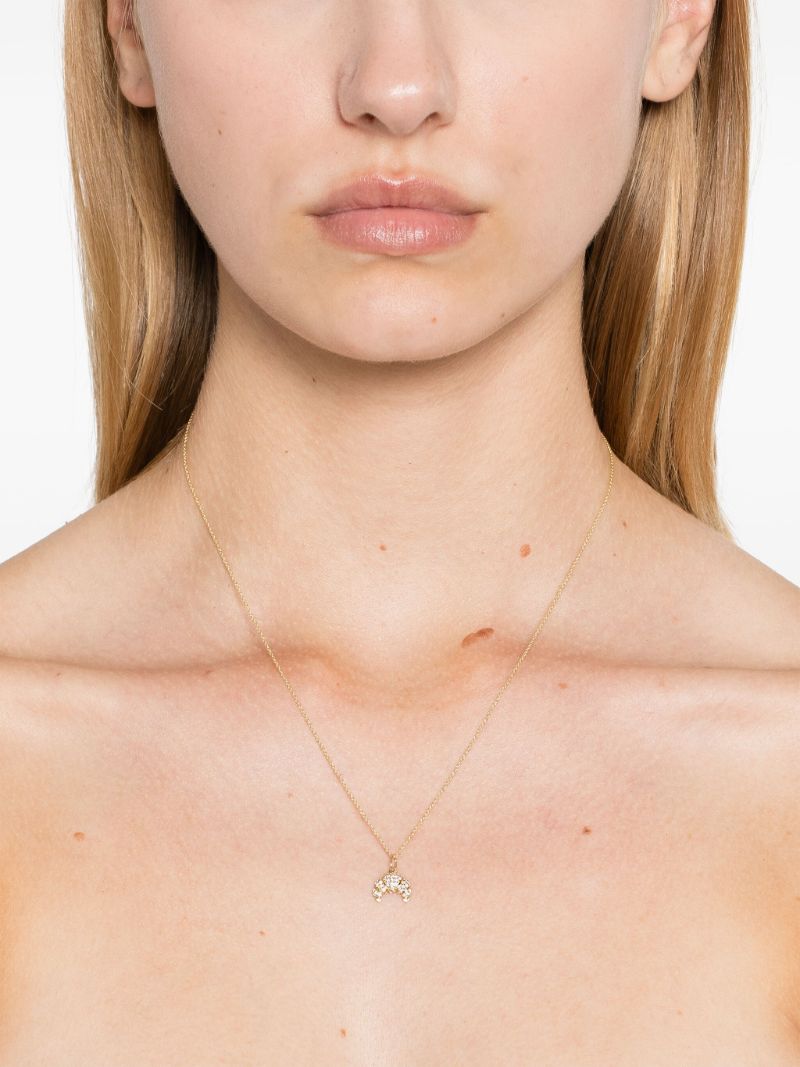 14k Yellow Gold Croissant Diamond Necklace