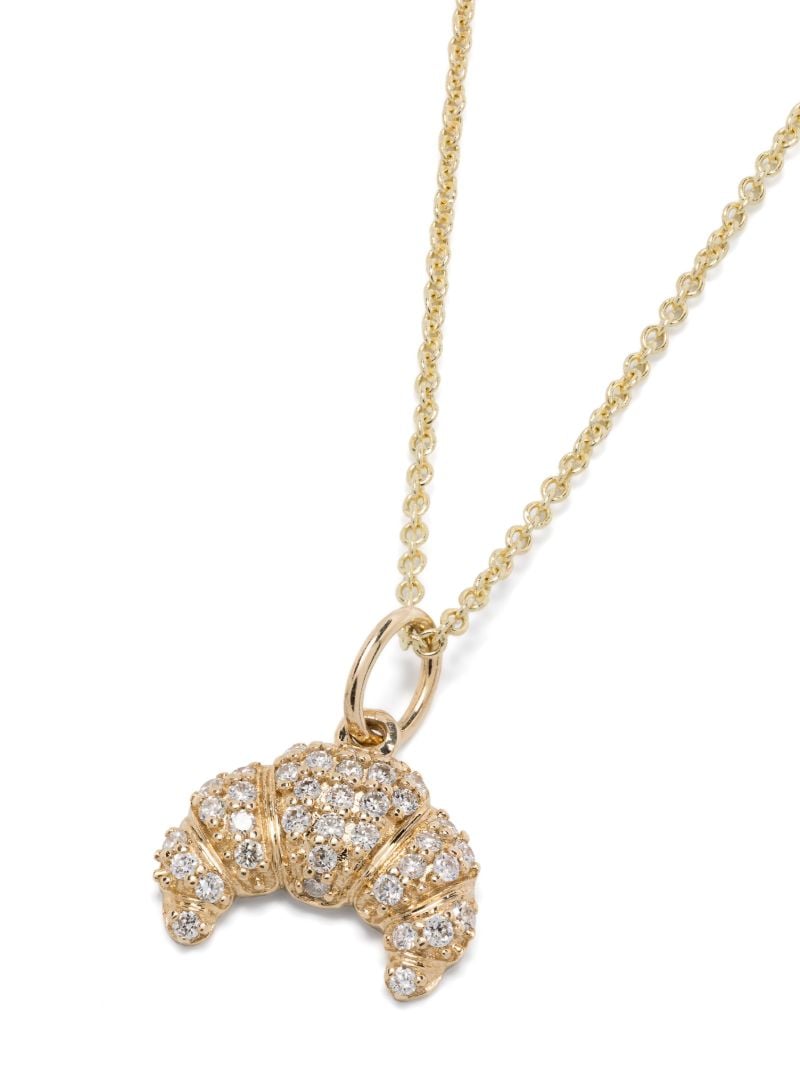 14k Yellow Gold Croissant Diamond Necklace