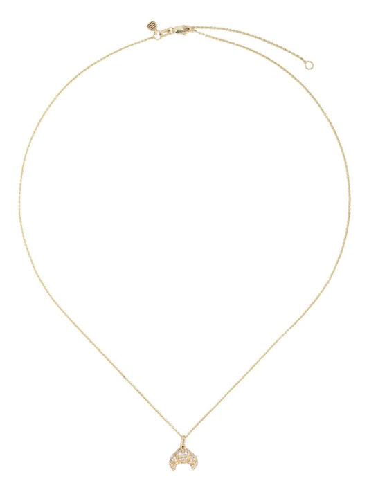 14k Yellow Gold Croissant Diamond Necklace