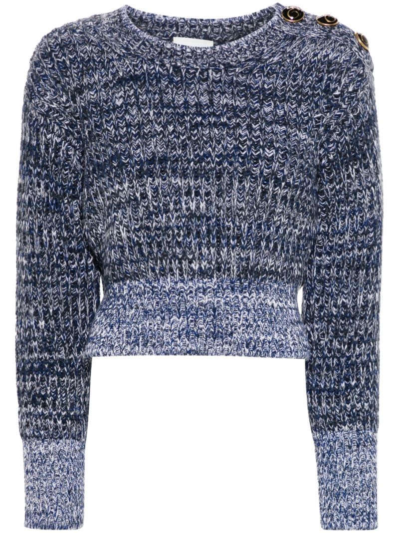 Blue Melange-knit Wool Sweater